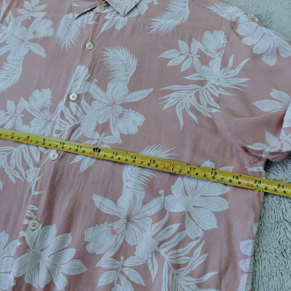 Zara Hawaiian Shirt Men's M Pink Tropical Floral Relaxed Fit Viscose Lightweight